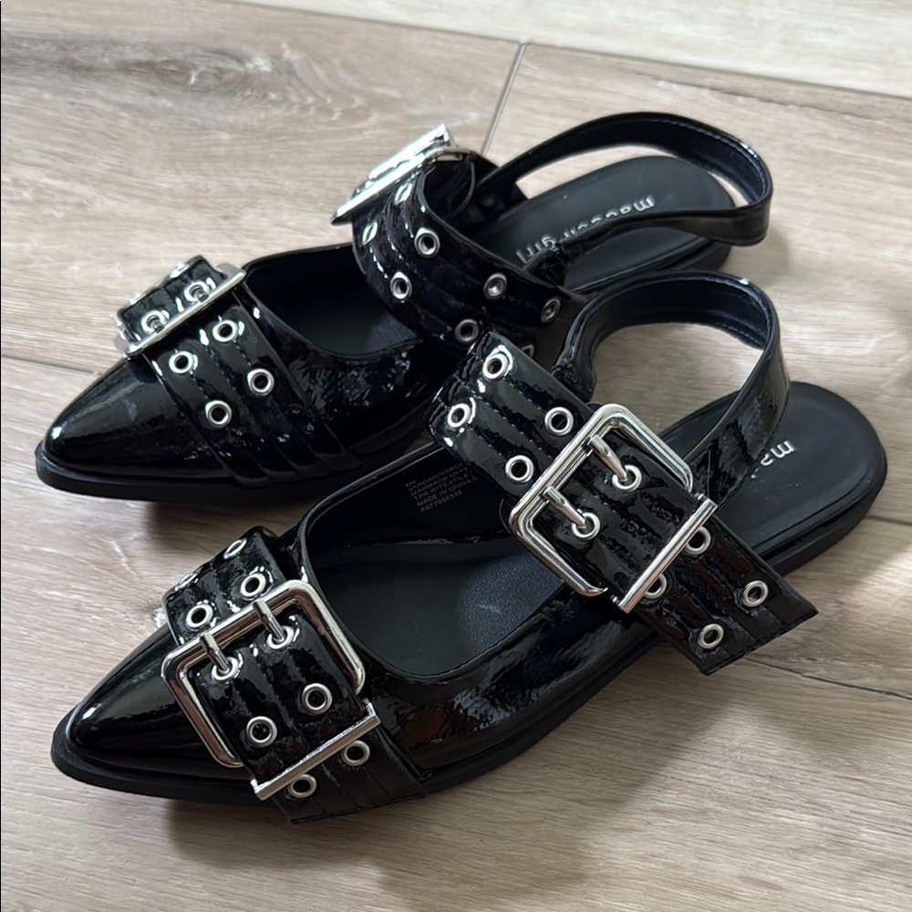 Sling Back Buckle Flats